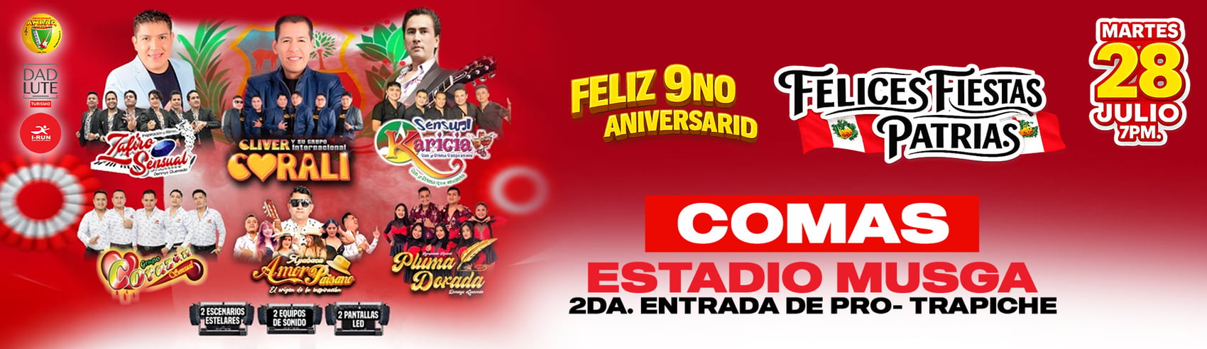 Felices Fiestas Patrias - Gran 9.º Aniversario con Corali, Zafiro Sensual y más en Comas