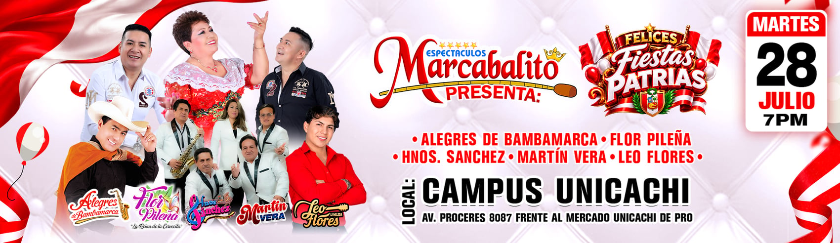Megaconcierto de la Peruanidad con Alegres de Bambamarca, Flor Pileña y mucho más en Campus Unicachi