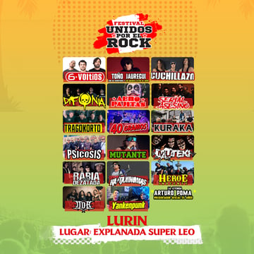 Festival Unidos por el Rock con 6 Voltios, Toño Jauregui y más en Explanada Super Leo en Lurín