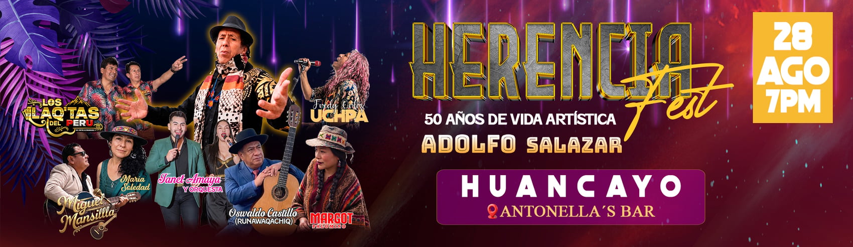 Celebración de los 50 años de vida artística del Cantautor Adolfo Salazar y mucho más en Huancayo