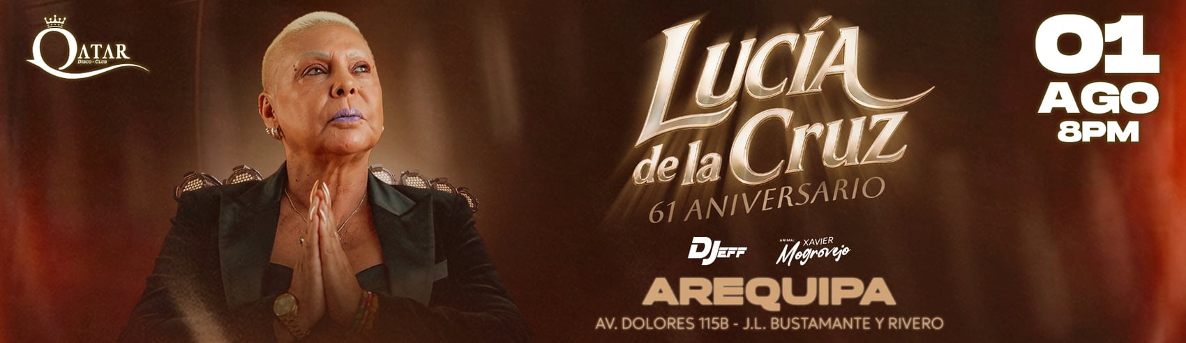 Lucía de la Cruz celebra 61 años de trayectoria en QATAR Disco Club en Arequipa