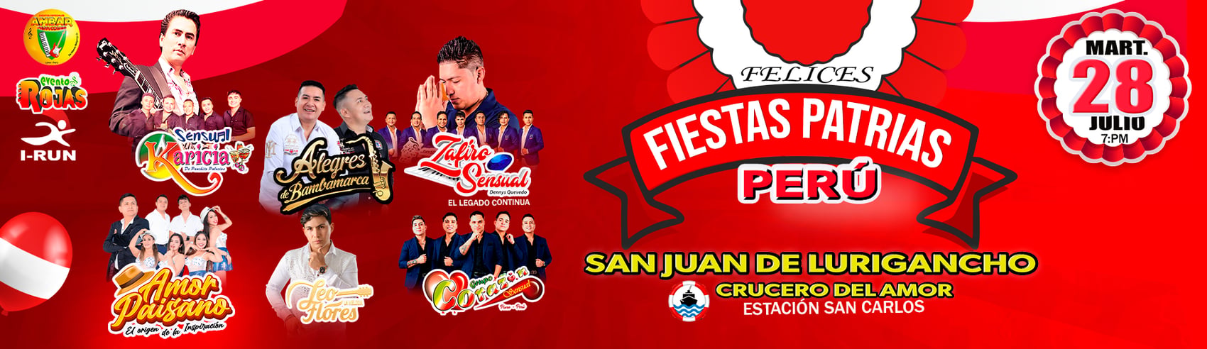 Fiestas Patrias Perú con Alegres de Bambamarca, Zafiro Sensual y mucho más en SJL