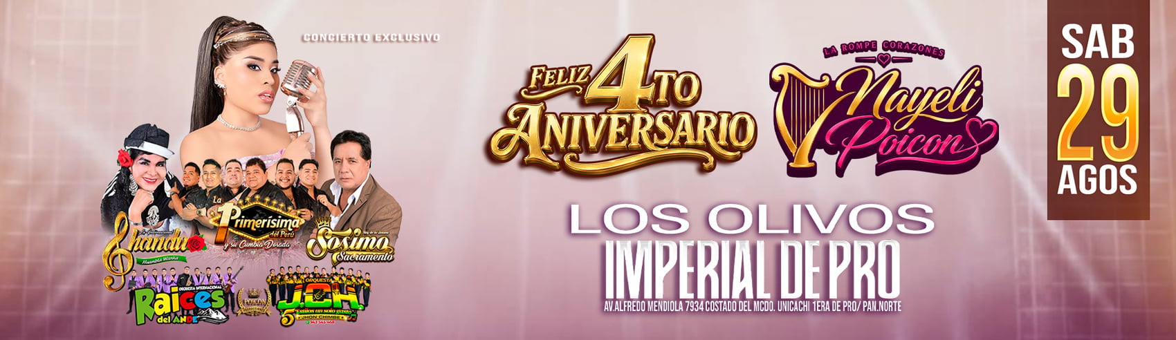 4.º Aniversario de Nayeli Poicón con La Primerísima del Perú, Sosimo Sacramento, Shandu y más en Los Olivos