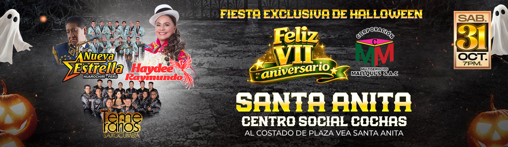 Fiesta Exclusiva de Halloween con Haydee Raymundo, Nueva estrella y más en Centro Social Cochas Sta. Anita