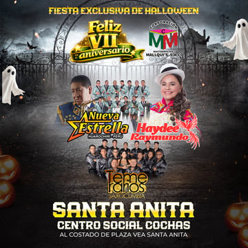 Fiesta Exclusiva de Halloween con Haydee Raymundo, Nueva estrella y más en Centro Social Cochas Sta. Anita