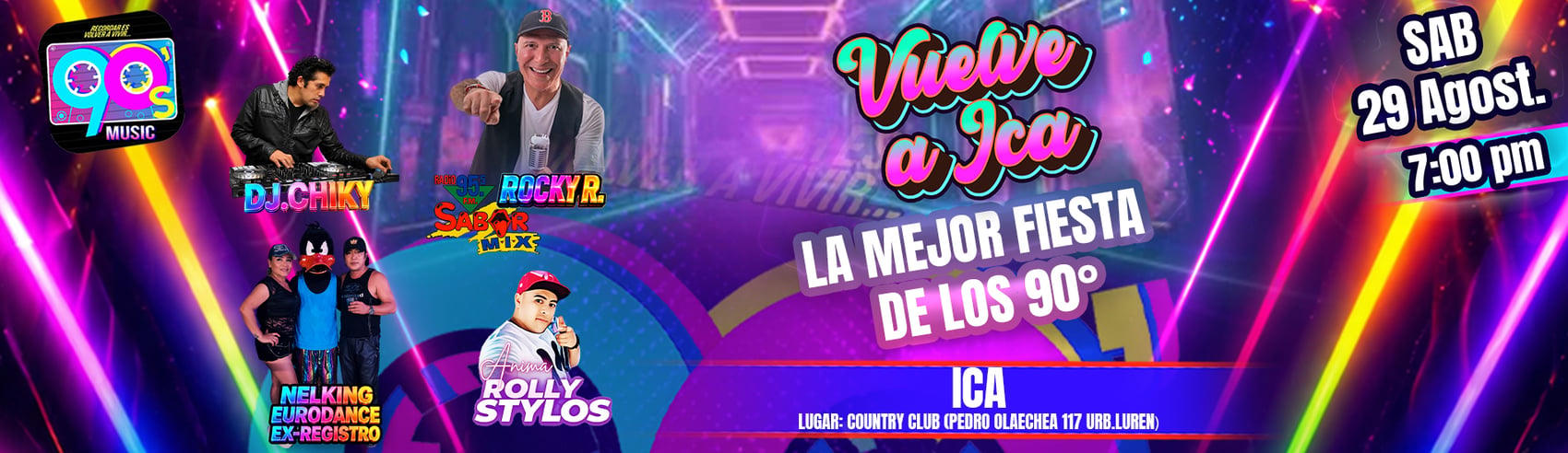 Vuelve a vibrar con la mejor fiesta de los 90's en Ica
