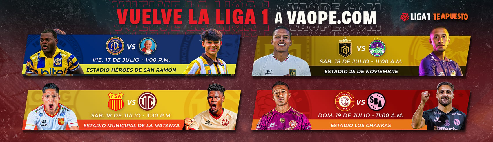 VUELVE LA LIGA 1 A VAOPE.COM