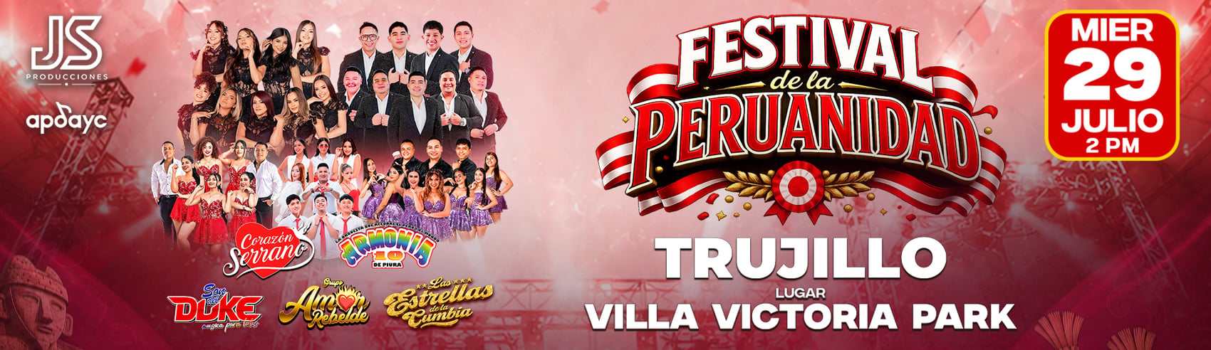 Festival de la Peruanidad con Corazón Serrano, Armonía 10 de Piura y mucho más en Trujillo