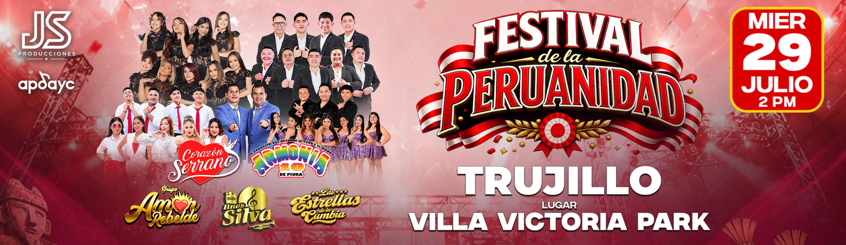 Festival de la Peruanidad con Corazón Serrano, Armonía 10 de Piura y mucho más en Trujillo
